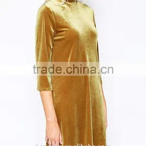 New Arrival Long Sleeve Styles Velvet Dress High Neck Sexy Velvet Dress HSD6756 thumbnail-4