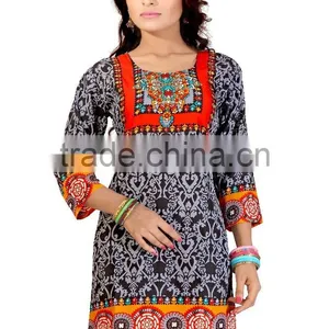 Canvas Crepe Printed Styles Kurtis/jeans Kurti Tops thumbnail-1
