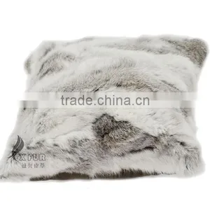 CX-D-17A Super Quality Winter Genuine Tibetan Sheep Rabbit Fur Decorative Pillow Case thumbnail-3