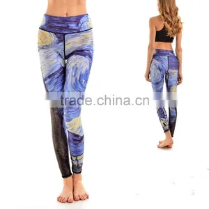 2017 Wholesale Custom Sublimation Leggings Running Gym Pants Yoga Women Fitness Leggings thumbnail-2