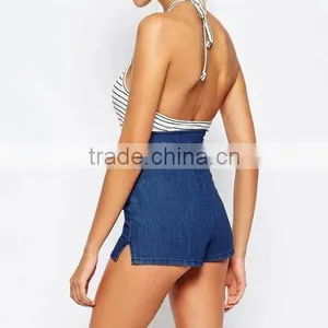 Runwaylover 5305 High Quality Ladies Sexy High Waist Blue Denim Shorts thumbnail-2