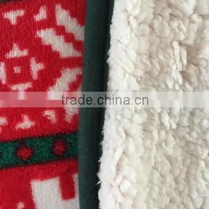 Xmas Logo Pattern Printed Microfiber Sherpa Blankets thumbnail-2
