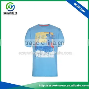 Hot Sale Cotton 3D Printing Light Weight Men T Shirt in Blue thumbnail-1