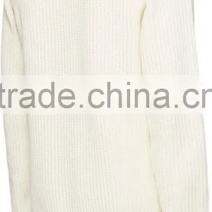Crew Neck Long Raglan Sleeve Ribbed Cotton Jersey Sweater in Off White for Men thumbnail-3
