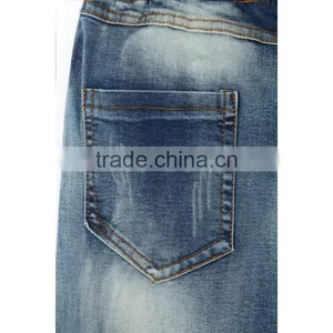 OEM Service New Style Antique Shredded Brand Logo Custom Denim Jeans thumbnail-3
