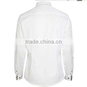 White Contrast Color Trim Long Sleeve Dress Shirt thumbnail-2