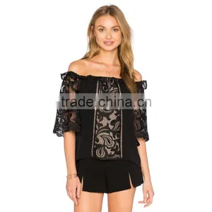 Ladies Off Shoulder Lace Fancy Stylish Top thumbnail-1