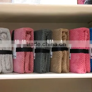 2015 Classic Solid Colour Jacquard Coral Fleece Blanket thumbnail-2