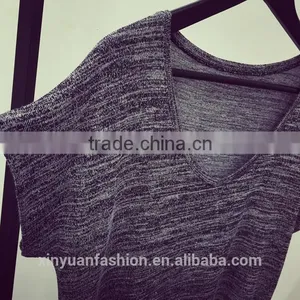 Loose Knitted t Shirt Wholesale China v Neck Women t Shirt thumbnail-6