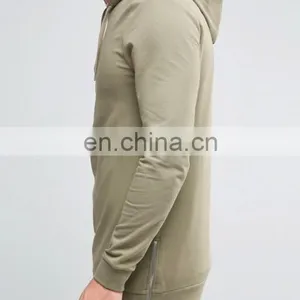 Longline Muscle Fit Hoodie With Side Zips thumbnail-3