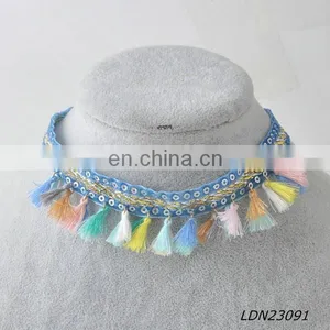 Colorful Tassel Choker With Matching Bracelet thumbnail-2