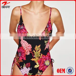 Factory Price Wholesale 100% Cotton Women Sexy Printed Swimsuit One Piece Swimsuit thumbnail-1
