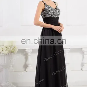 Newest Grace Karin Long Chiffon Beaded Elegant Purple Evening Dresses 2015 CL4104-4 thumbnail-4