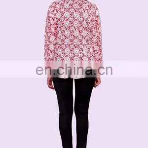 Indian Women Blouse Shirt Long Sleeve Cotton Hand Block Print Shirts Tops Size S thumbnail-3