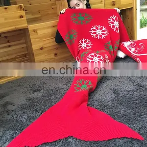 New Design High End Crocheted Mermaid Tail Blanket for Mommy and Kids thumbnail-5