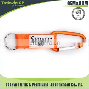2018 Most Fashion Promotional Logo Customized Orange Material Carabiner Short Lanyard thumbnail-1