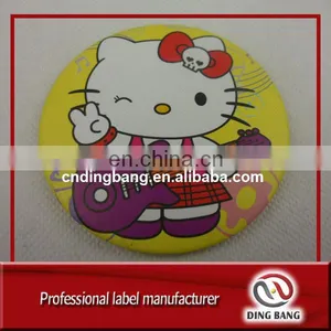 OEM Fashional Lady Makeup Use Custom Cartoon Kitty Printed Small Round Pocket Cosmetic Tin Mirror thumbnail-1