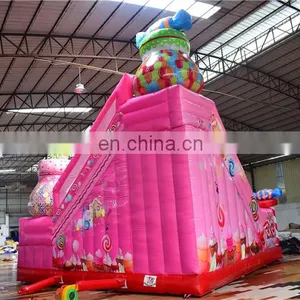 Multifunctional Inflatable Rainbow Candy Jumper Obstacle Bouncer House, Inflatable Bouncer Castle With Double Slide thumbnail-4