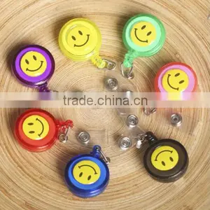 New ID Card Holder 20pcs Reel Retractable Badge Key Tag Clip Name Smiling Face thumbnail-1