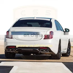 Car Accessories Auto Parts PP Material Front Bumper Rear Lip Exhaust Tips 2018 Bens S Class W222 S63 AMG Style Full Body Kit thumbnail-2