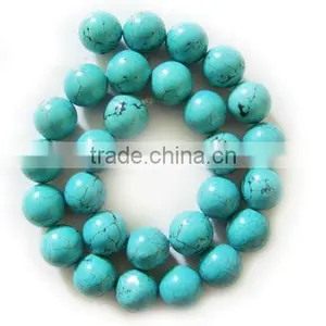 14MM Magnesite Turquoise Round Beads thumbnail-1