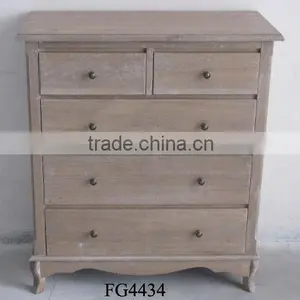 PAULOWNIA WOOD CHEST OF FIVE DRAWERS thumbnail-1