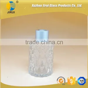 80ml Diamond Embossed Glass Reed Diffuser Bottle With Silver Cap thumbnail-1