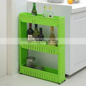 3 Tier 4 Tier Slim Slide Out Kitchen Storage Shelf Kitchen Storage Holder 3 Tier Liquor Bottle Shelf Organizrt Cart thumbnail-1