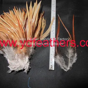 Rooster/Coque/Cock Saddles Feather Red Strung 6-8