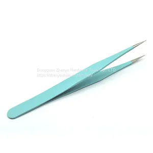 Colorful Makeup Eyelash Tweezers High-quality Stainless Steel Acid and Alkali Resistant Blue Straight Head Tweezers Sticker thumbnail-3