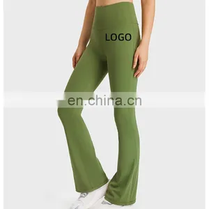 Hot Selling Office LadiesThrowback Flared Leg Yoga Pants Nude Feeling Flared Trackpants Women Gym Fitness Running Wear Trousers thumbnail-1