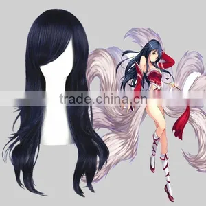 High Quality 65cm Medium Long Curly Prince of Tennis Wig Kisarazu Ryou Blue&Black Synthetic Anime Wig Cosplay Hair Wigs thumbnail-1