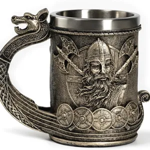 Viking Decor Beer Mug With Dragon Handle Viking Coffee Cup thumbnail-1