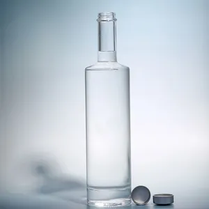 Wholesale 1000ml Empty Cork Sealed Clear Round Glass Liquor Bottle for Vodka Whisky Tequila Gin Rum Brandy thumbnail-2