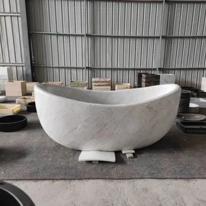 Custom Made Indoor Deep Freestanding Bathtub Modern Fashionable Design Marble Bathroom Oval Bathtubs in Cheap Manufacture Price thumbnail-1