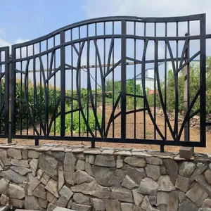 Wrought Iron Fence for Residential Villa Perimeter 1.8m Height Decorative Scrolls thumbnail-5