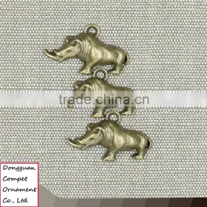 Wholesale Euramerican Style Zinc Alloy Jewelry Diy Wildlife Rhino Pendant thumbnail-1