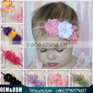 Cute Girl Princess Headbands Baby Girl Flowers Cotton Elastic Headband Kids Handmake Pearls Flower Headband for Girls thumbnail-1