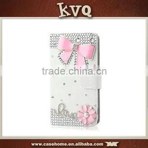 New Fashion Bling Crystal Diamonds Pearls PU Leather Flip Stand Wallet Case Cover for Iphone6s thumbnail-2