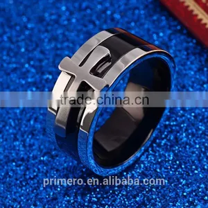New Black Color Detachable Cross Titanium Stainless Steel Male Ring For Men Fine Jewelry thumbnail-3
