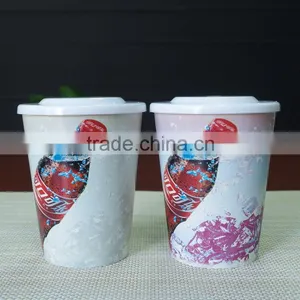 14oz Custom Logo White PP Plastic Color Changing Magic Water Cup thumbnail-1