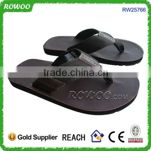 Brown Leather PU Upper Men Sandal Shoes Slipper PU thumbnail-1