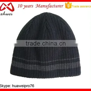 OEM Factory 2016 Fashion Polyester Stripe Hip Hop Hats Winter Beanie Hat Knit thumbnail-5