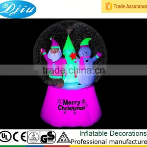CHRISTMAS NEON GLOW SANTA AND SNOWMAN SNOW GLOBE INFLATABLE HOLIDAY YARD DECOR NEW thumbnail-1