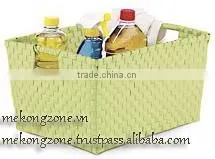 Plastic Woven Straps Storage Basket With Handle thumbnail-1