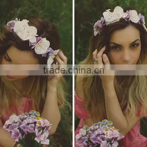 New Artificial Flower Crown Decorative Artificial Flower Crown Headband Flower thumbnail-1
