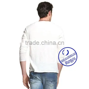 100 Cottonl Ong Sleeve Mens White T-shirt Wholesale Clothing Factory in China thumbnail-3