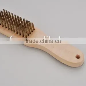 5 Row Brass Wire Brush With Wooden Handle thumbnail-1