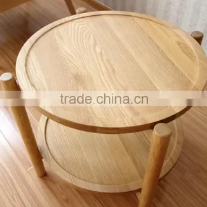 Solid Wood End Table Tea Table in Round, Modern Design Furniture thumbnail-2