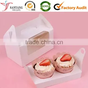 Foldable White Paper Square Birthday Cake Boxes With Clear Window thumbnail-2
